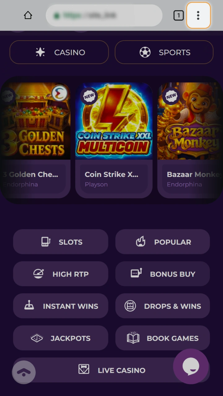 Use the simple browser menu to easily install the official MilkyWay Casino app.