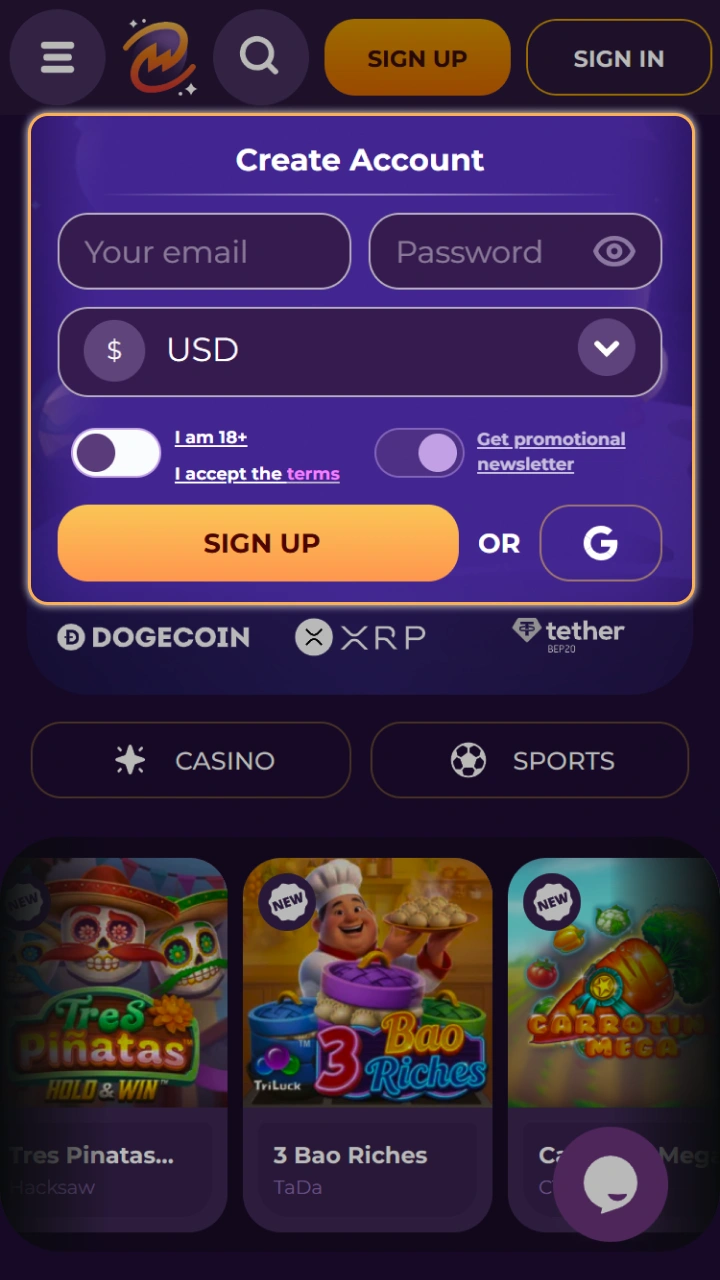 Register a new account to get amazing no-deposit bonuses at MilkyWay Casino.