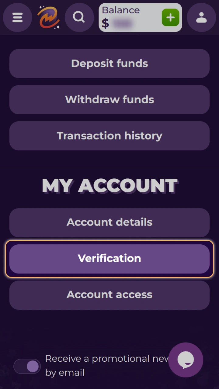 Quickly verify your profile to receive bonuses at MilkyWay Casino.