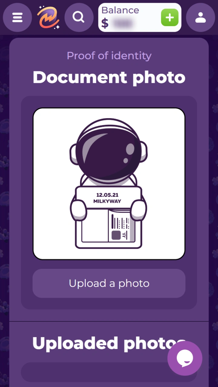 Easily upload verification documents to play safely and withdraw funds quickly at MilkyWay Casino.