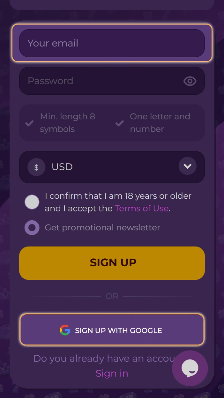 Choose a registration method that suits you to quickly join the exciting games at MilkyWay Casino.